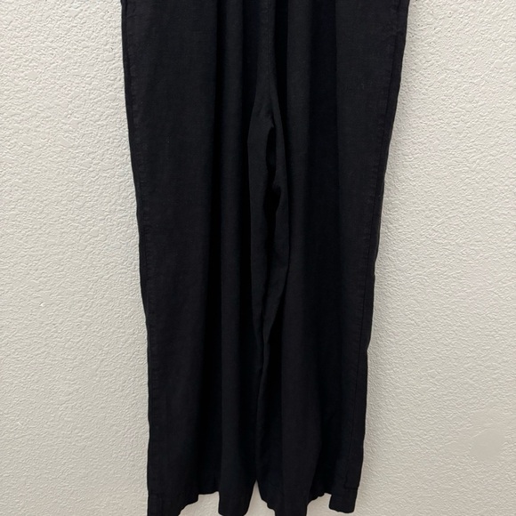 Zara Linen Blend Cropped Wide Leg Sleeveless Jumpsuit Black Size Small - Picture 8 of 12